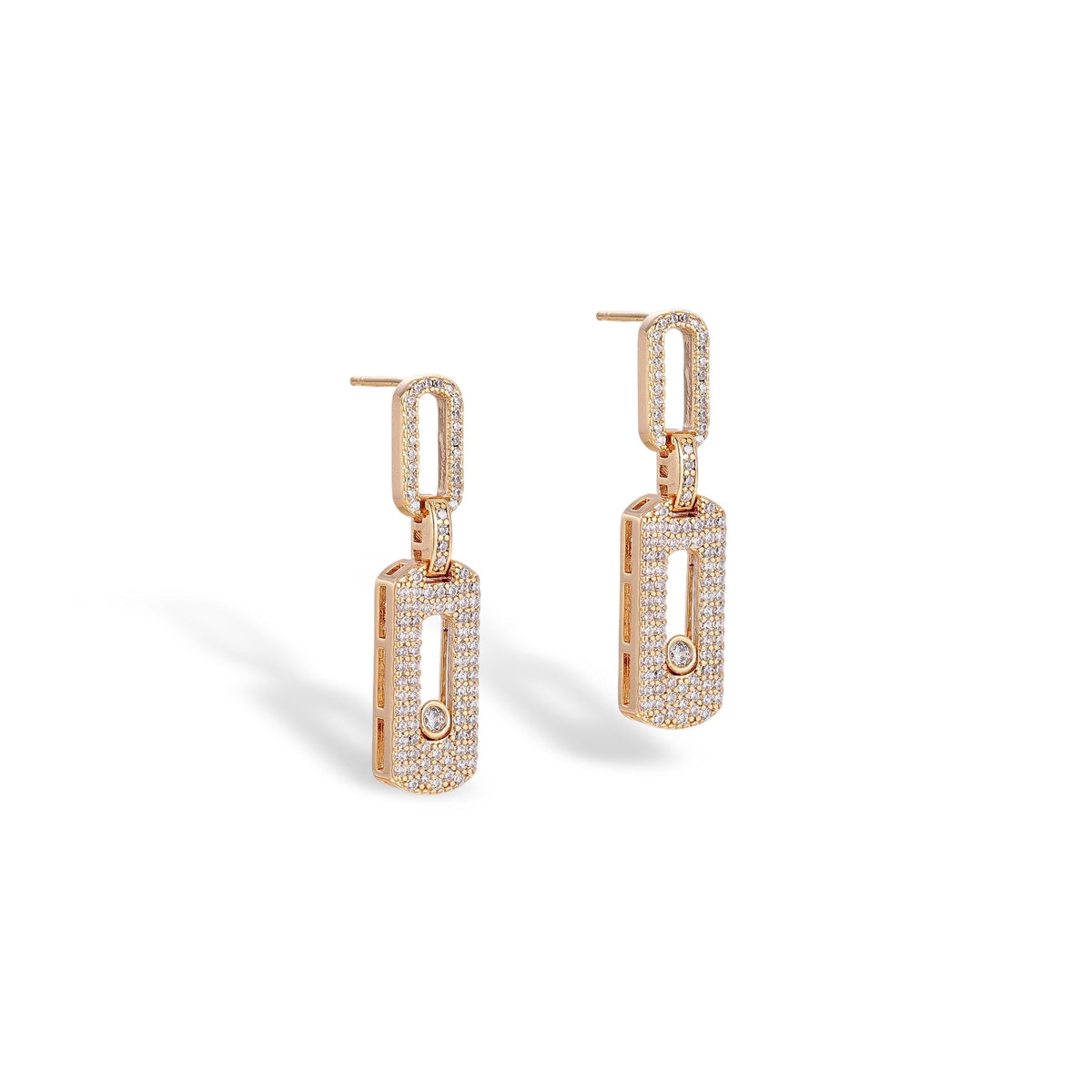 Odalind 14K Gold Move Rounded Rectanglar Earrings