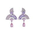 Odrun Pink Folding Fan Drop Earrings