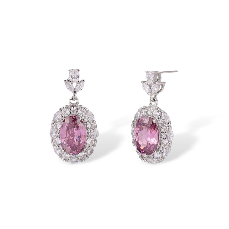 Odwina Pink Oval Earrings