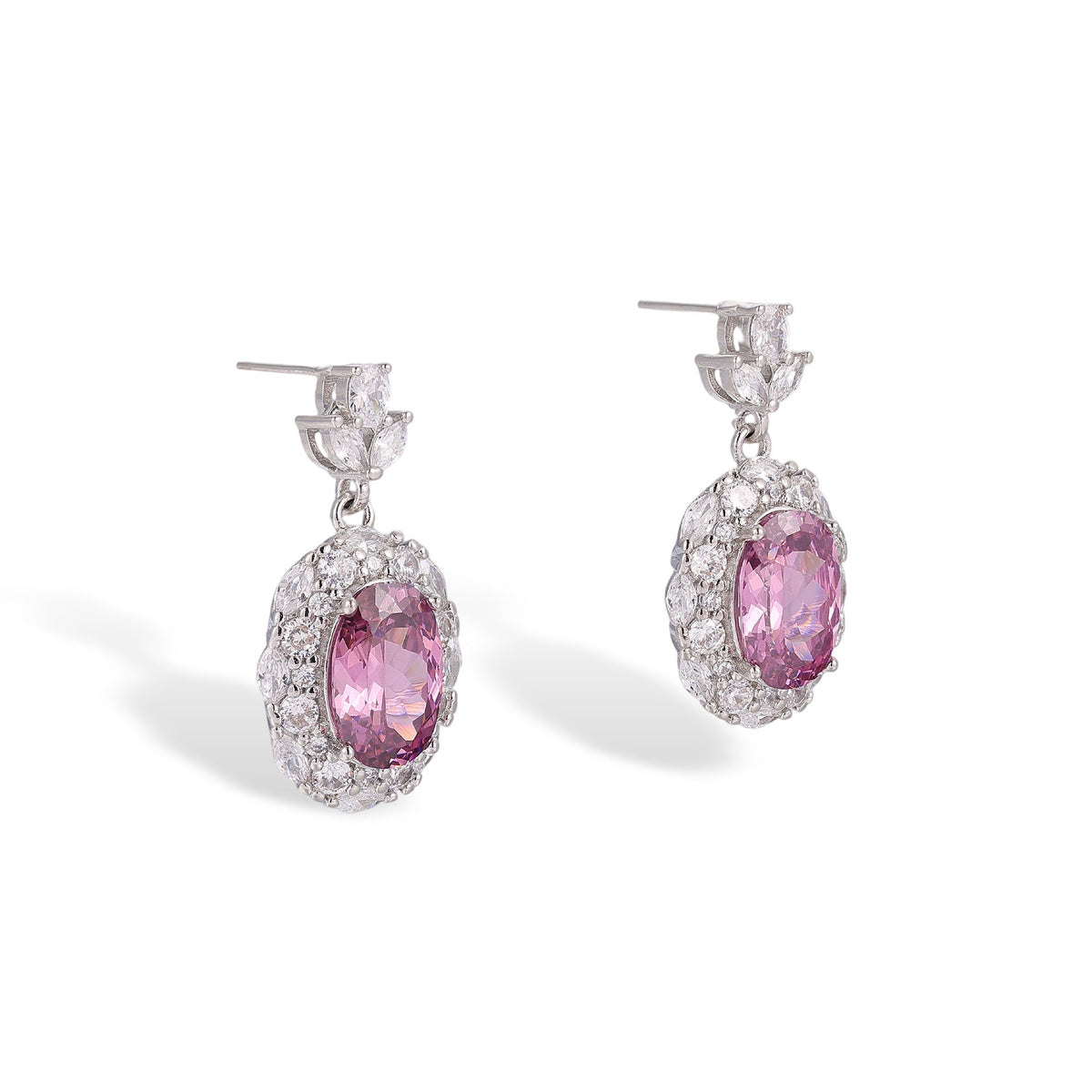 Odwina Pink Oval Earrings