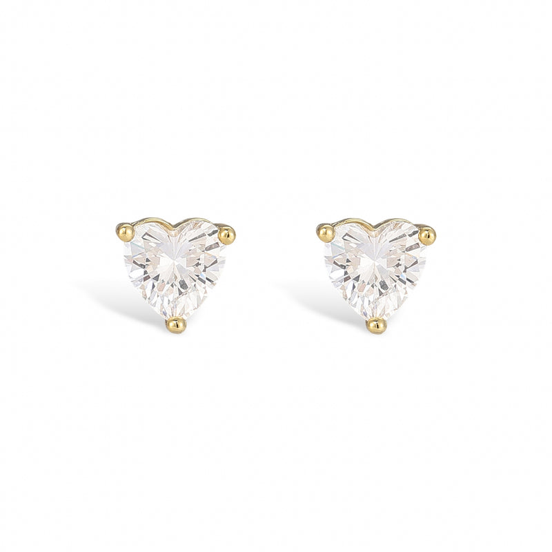 Pierrette 18K Gold Heart Stud Earrings