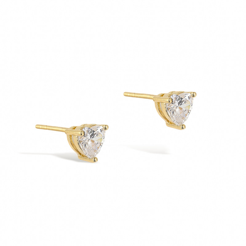 Pierrette 18K Gold Heart Stud Earrings