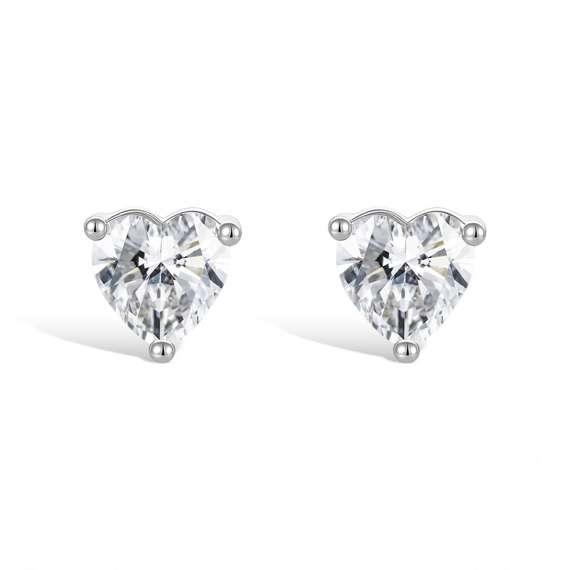 Pierrette White Heart Stud Earrings