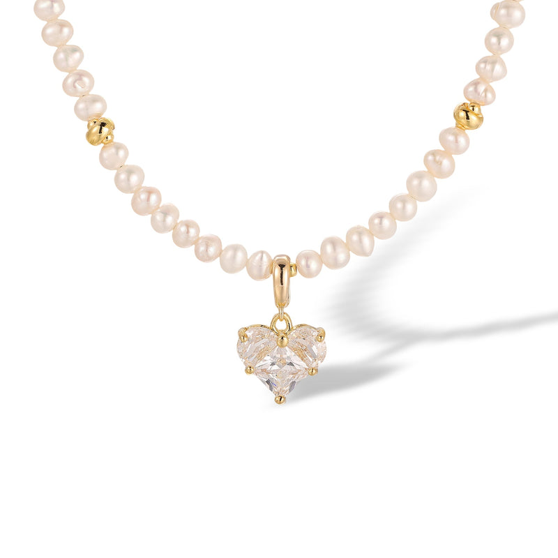 Samantha White Heart Pearl Necklace