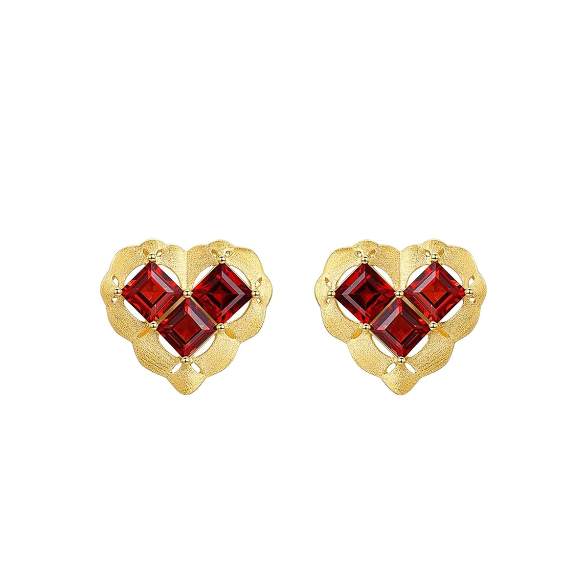 Sandra Red Heart Stud Earrings