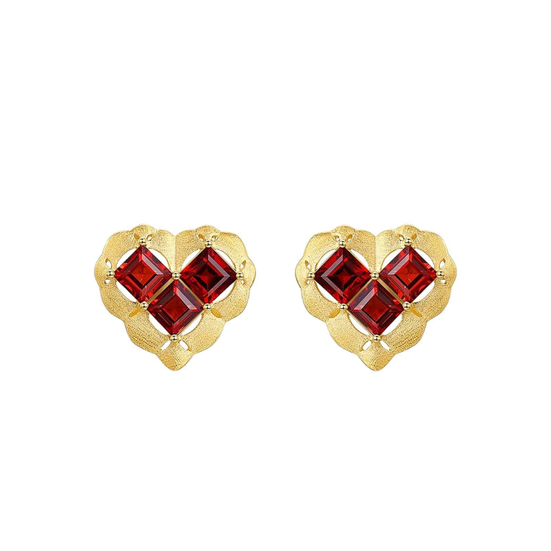 Sandra Red Heart Stud Earrings