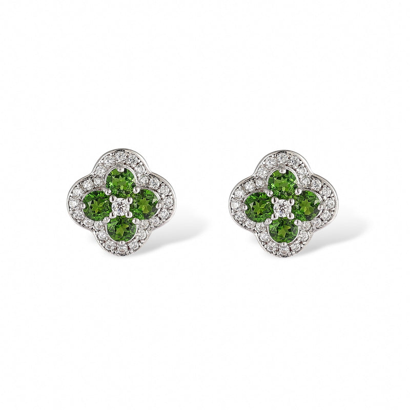 Trèfle Green Diopside Stud Earrrings
