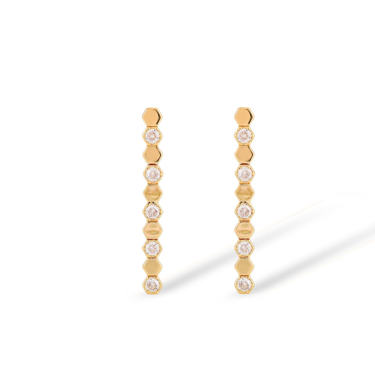 Trudi 14K Gold Hexagonal Earrings