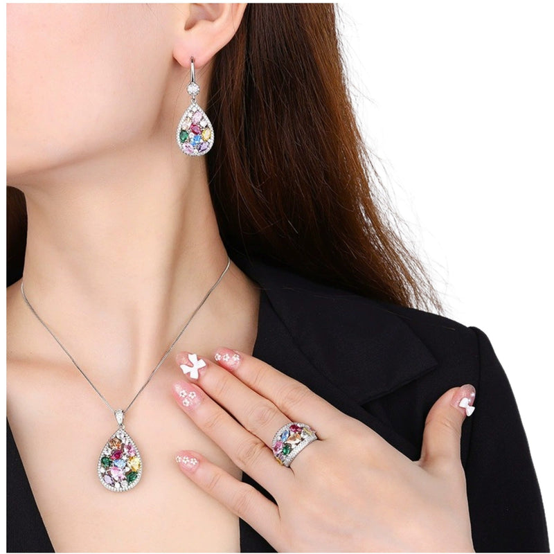 Vivien Multicolor Teardrop Open Ring