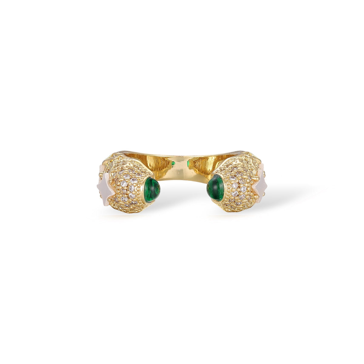 Wulfhild 14K Gold Star Mother-Of-Pearl Open Ring