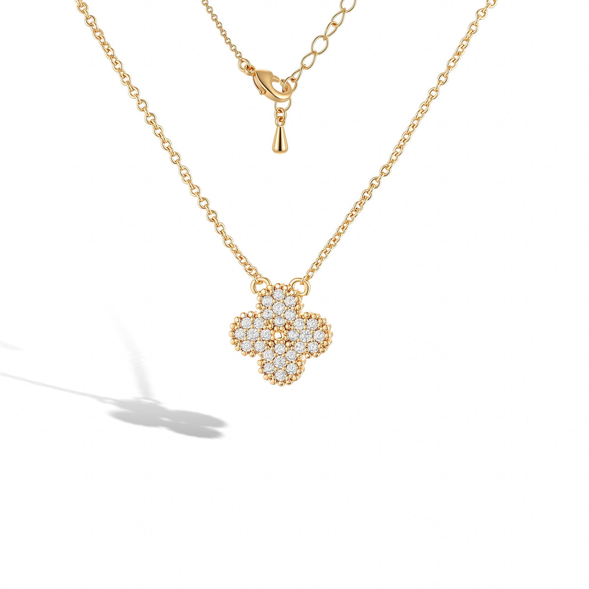 Yasmine 14K Gold Clover Necklace
