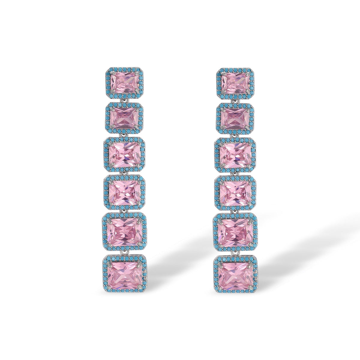 Ylva Pink Square Earrings