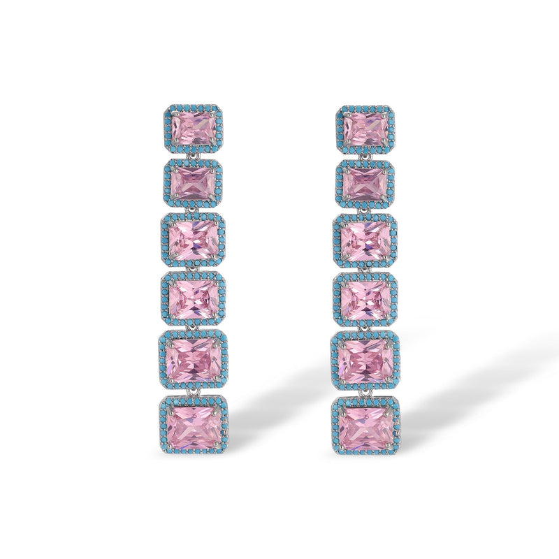 Ylva Pink Square Earrings