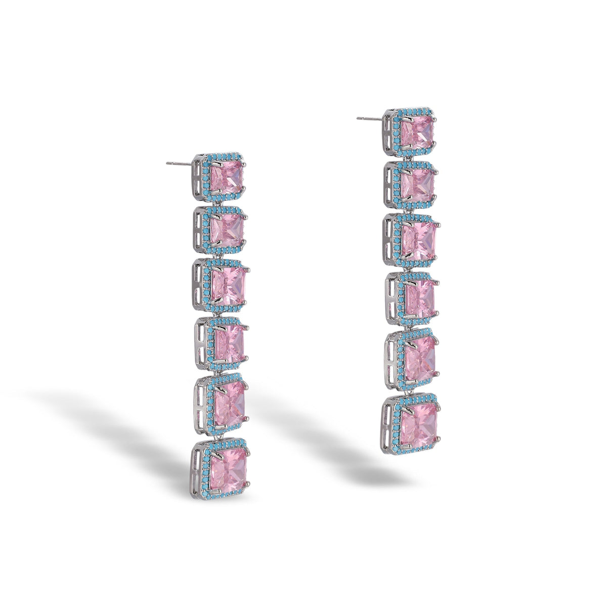 Ylva Pink Square Earrings