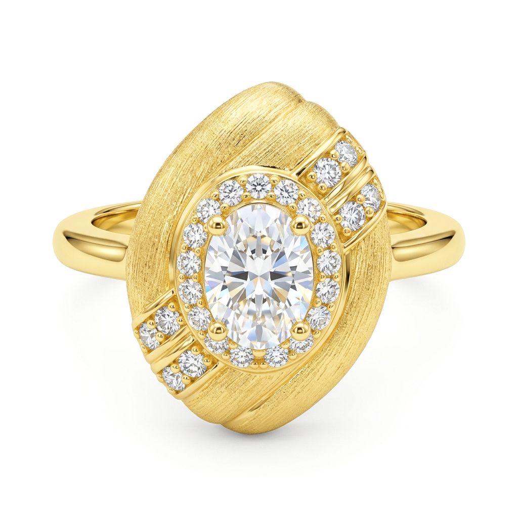 Brushed Egg-Shaped Ring