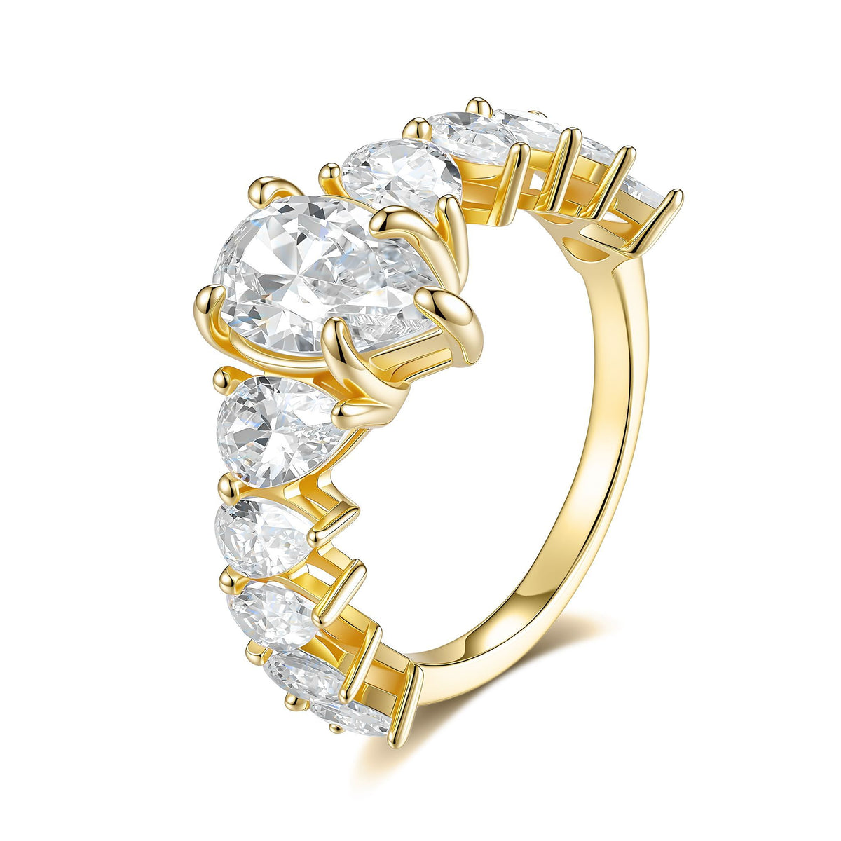 Moissanite Pear Cluster Ring
