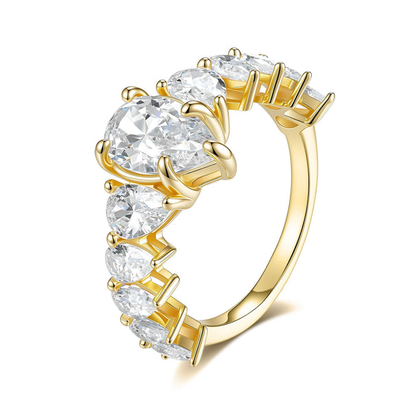 Moissanite Pear Cluster Ring
