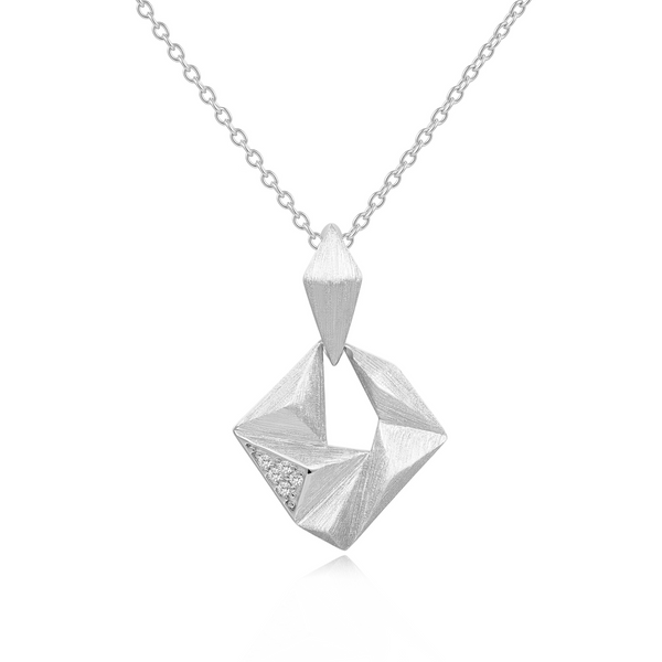 Brushed Geometric Pendant Necklace