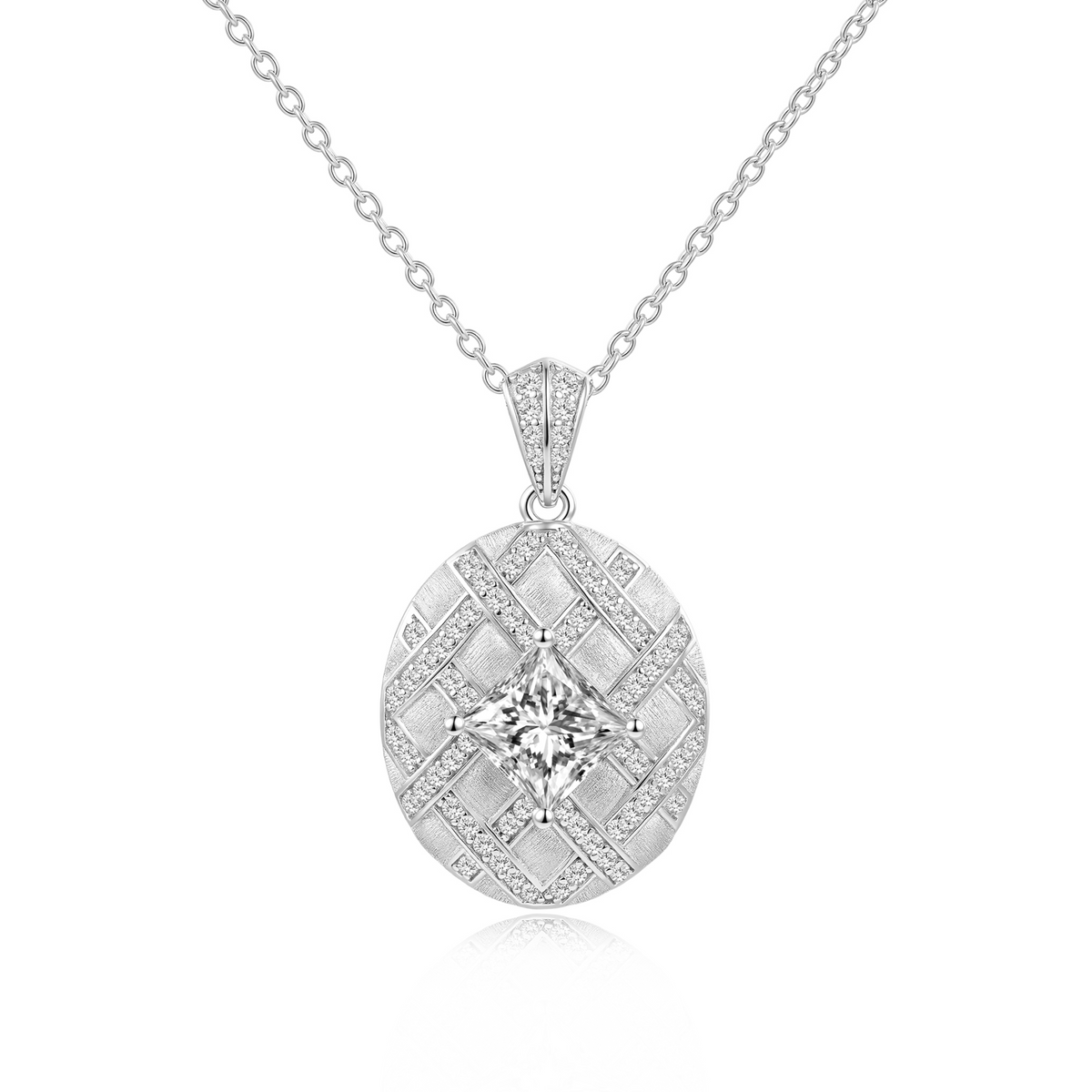 Brushed Lattice Pendant Necklace