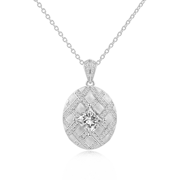 Brushed Lattice Pendant Necklace
