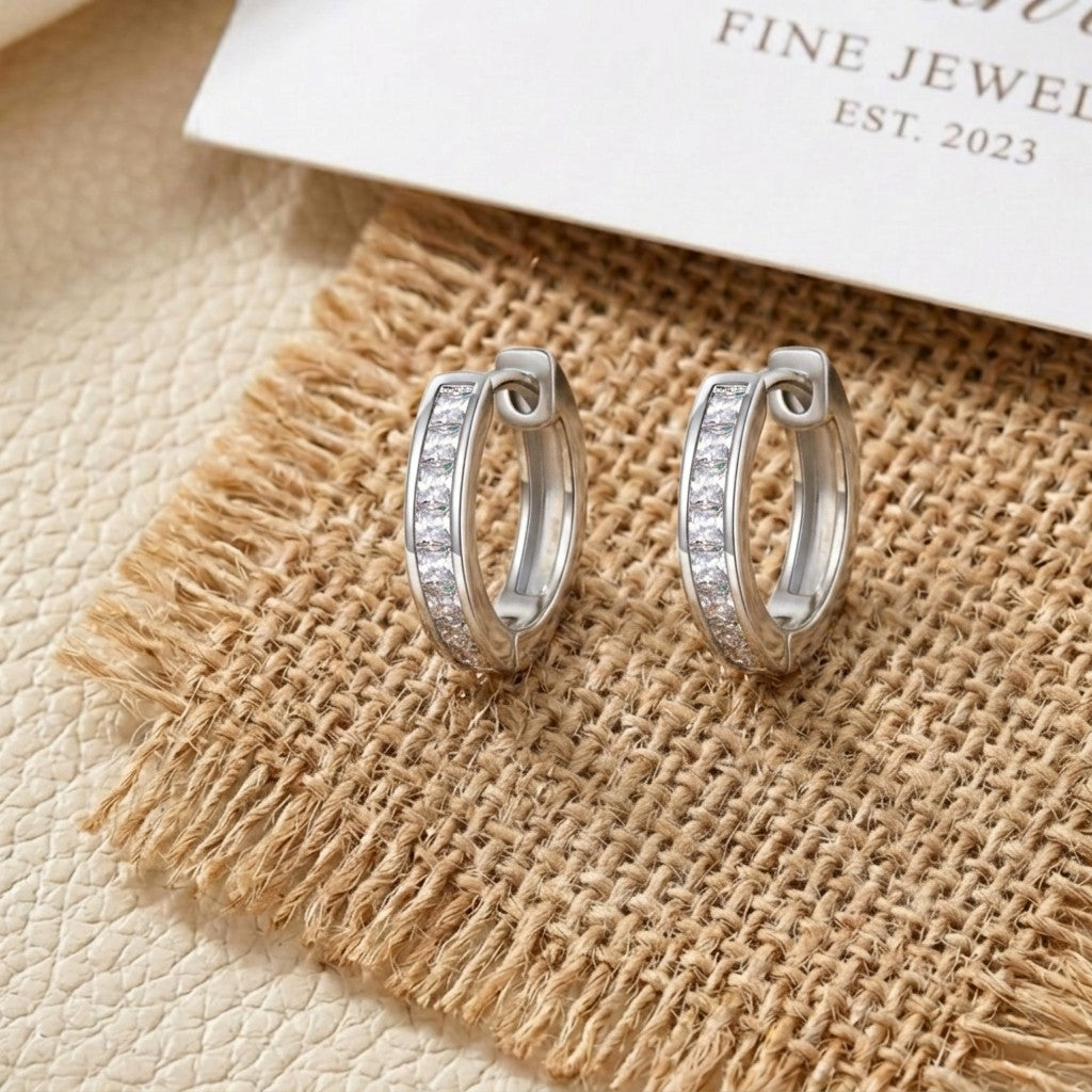 Moissanite Channel-Set Huggie Hoop Earrings