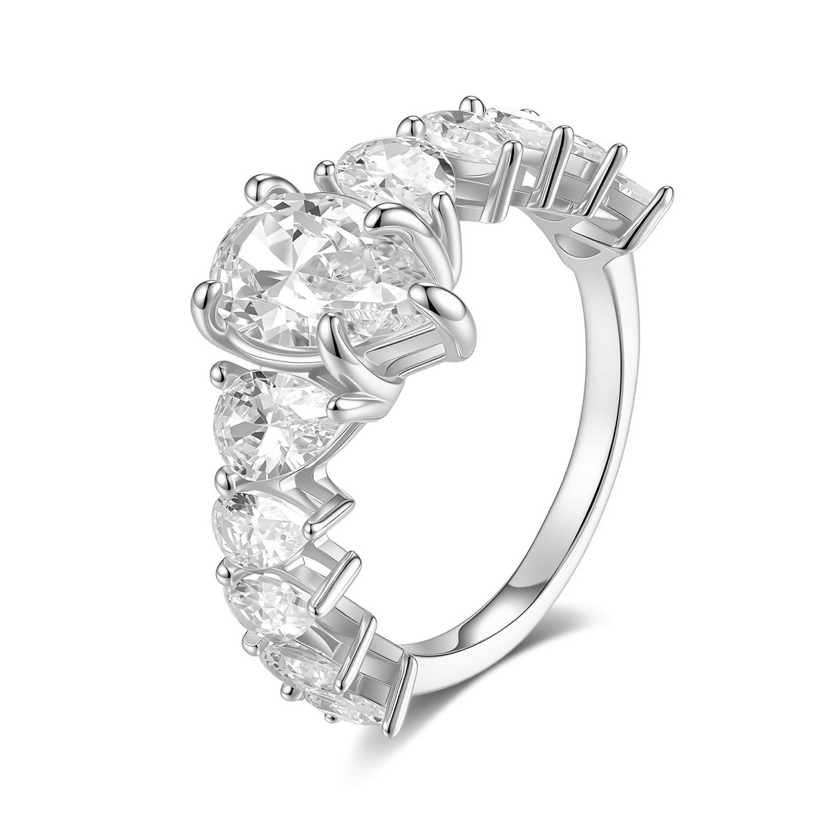 Moissanite Pear Cluster Ring
